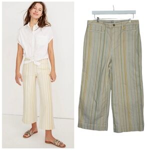 Madewell Emmett Striped Wide-Leg Crop Pants in Stripe EUC Sz 32 Coastal Grandma